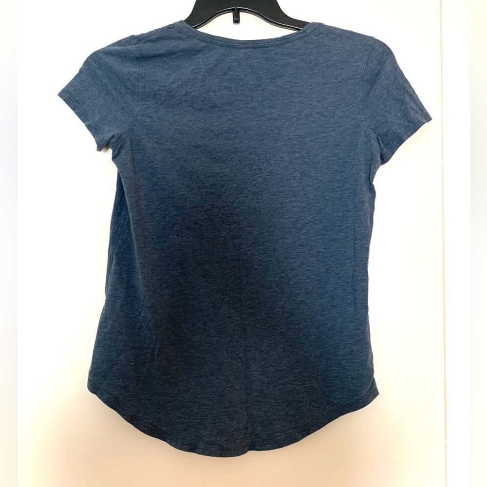 Lululemon Athletica Love Crew Tee Top T-shirt Curved Hem Pima Cotton Navy Blue - Picture 5 of 12